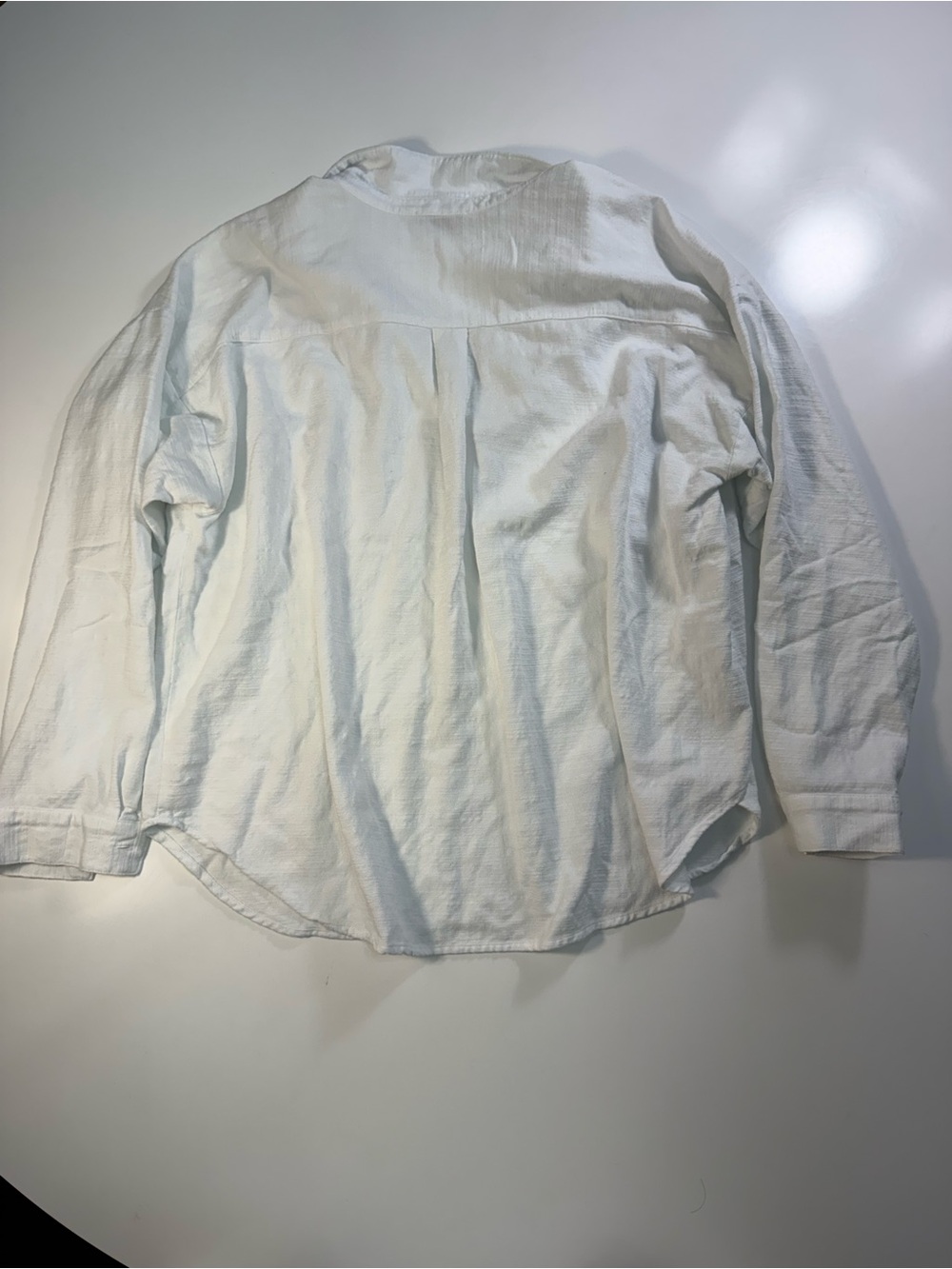 LOFT Cotton Blend White Button-Front Popover Blouse - Picture 7 of 7